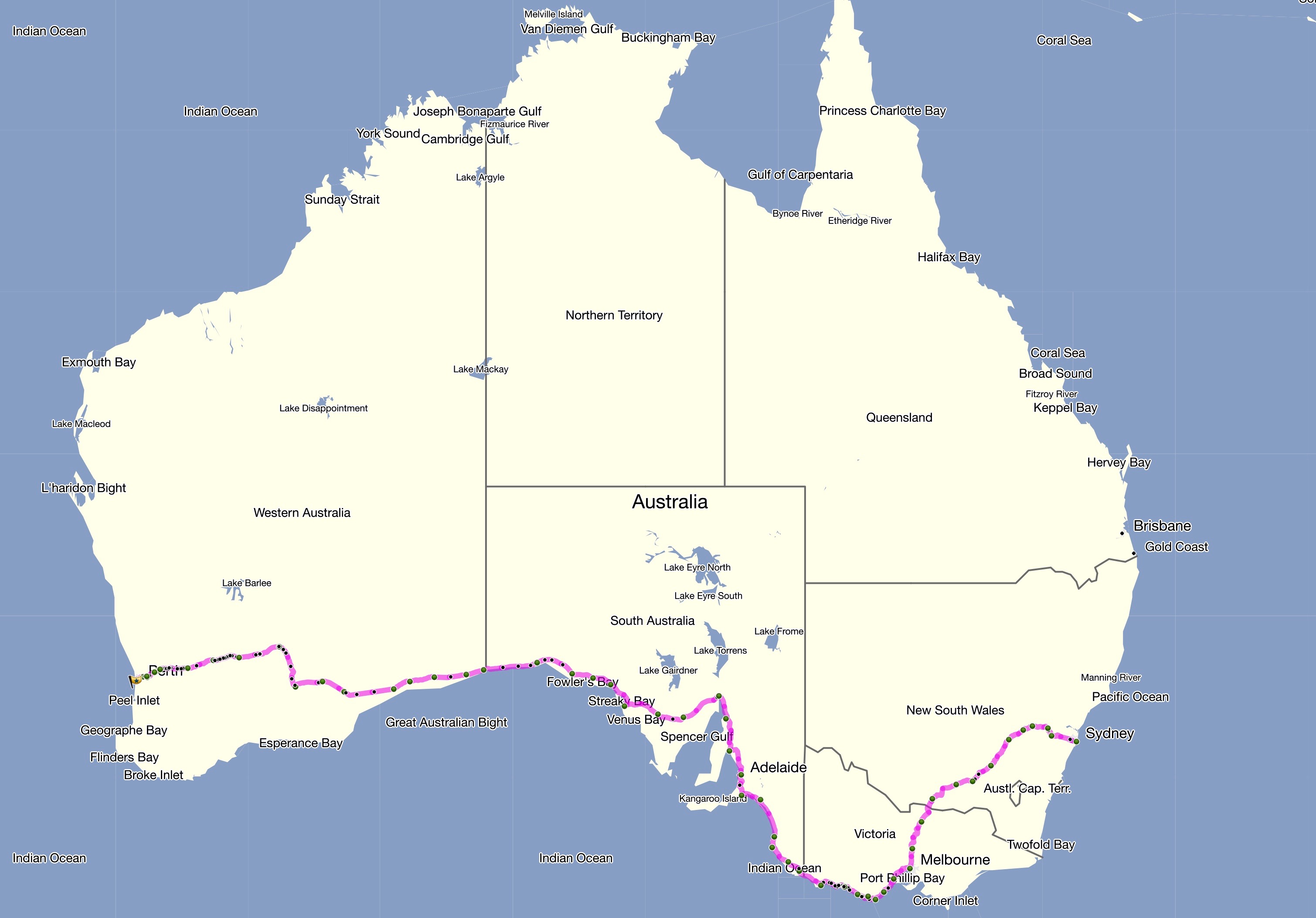 Australia Tandem Route Map